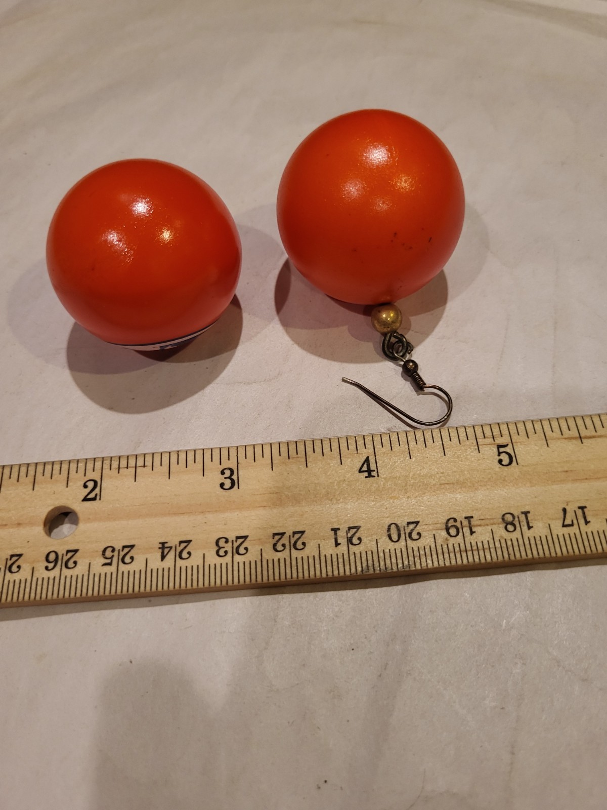 Lot of 2 Custom Earrings – Orange Fishing Bobber Logo & Red/Blue Alligator Drops