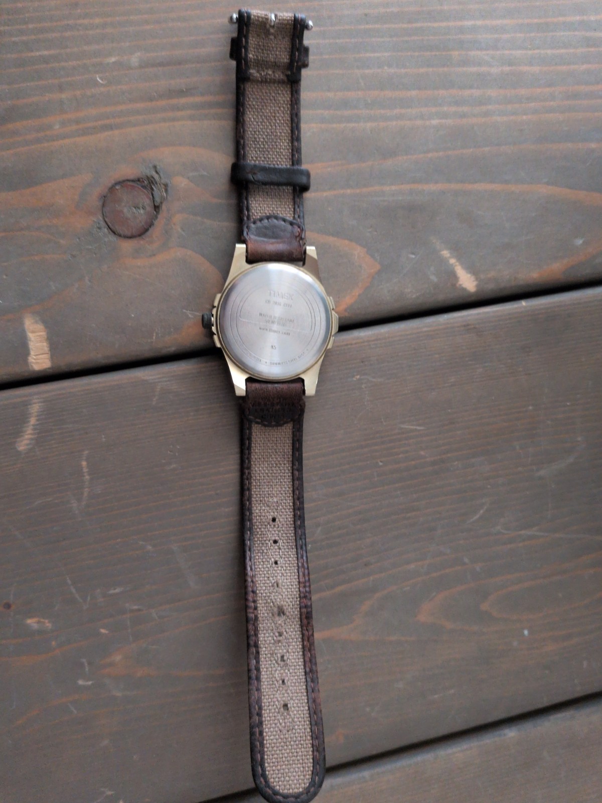 Timex Indiglo Watch Men Silver Black WR 50m Date Brown Beige Strap New Battery