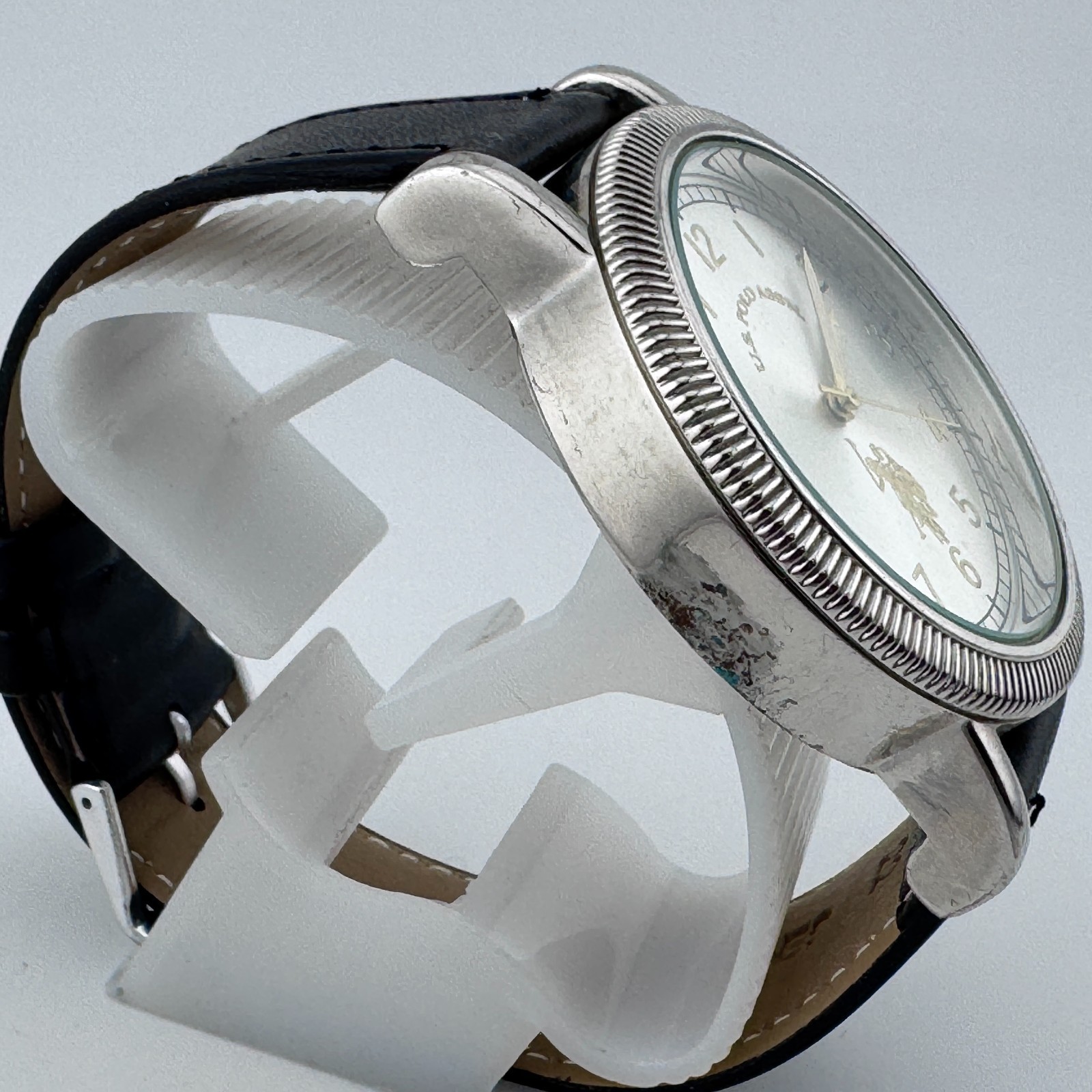 Accutime U.S. Polo Assn. Quartz Watch Men 44mm Silver Japan Analog New Battery