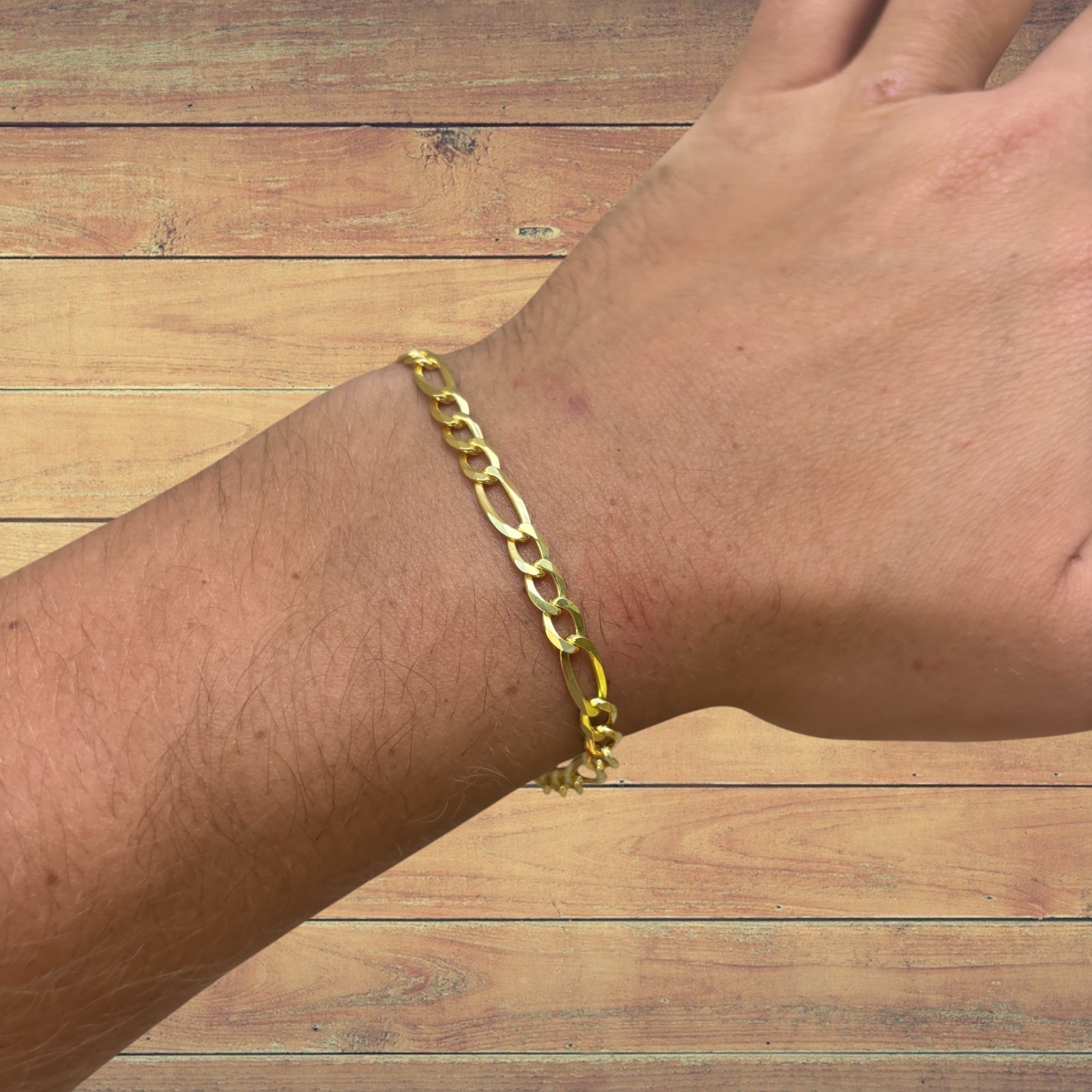 5mm Figaro Bracelet Link – Real Solid 925 Sterling Silver Or 14k Gold Vermeil