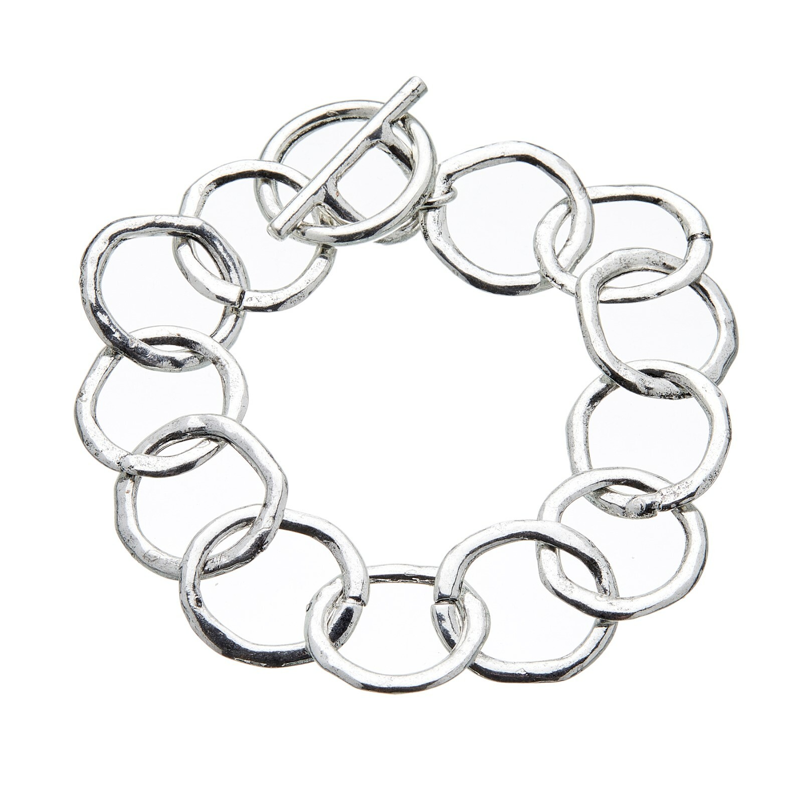 Silver plated T bar Bracelet with linked connecting circles – Jalen S