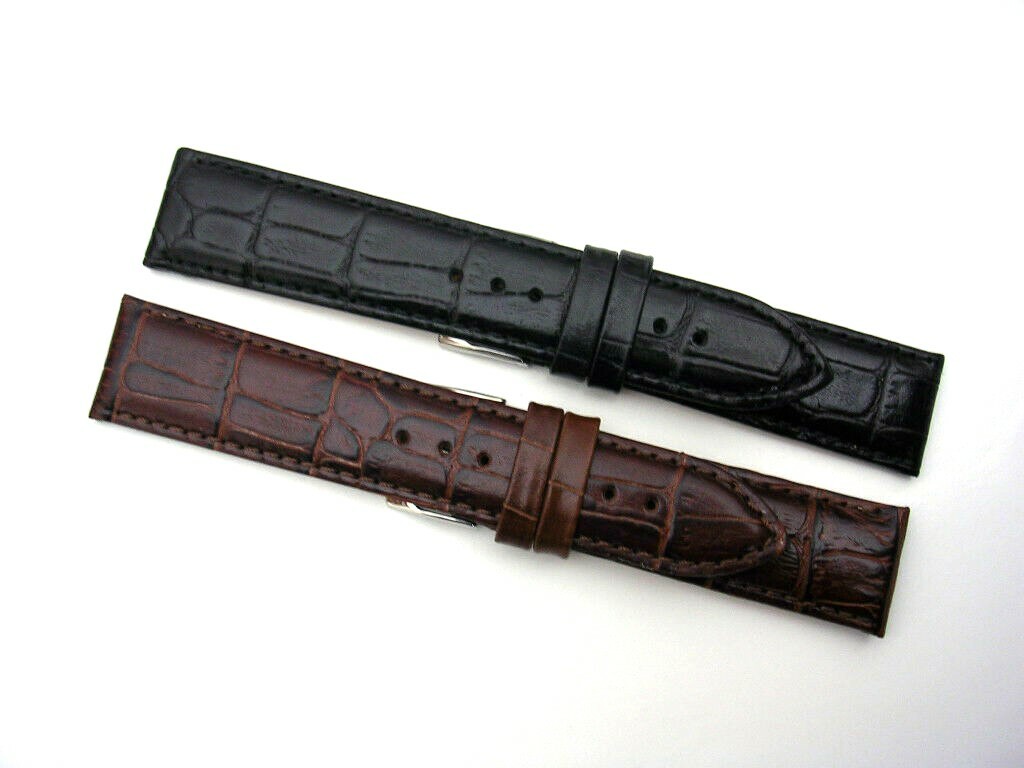 20mm Black Crocodile Calf genuine leather watchband IW SUISSE 16 17 18 22 24 USA