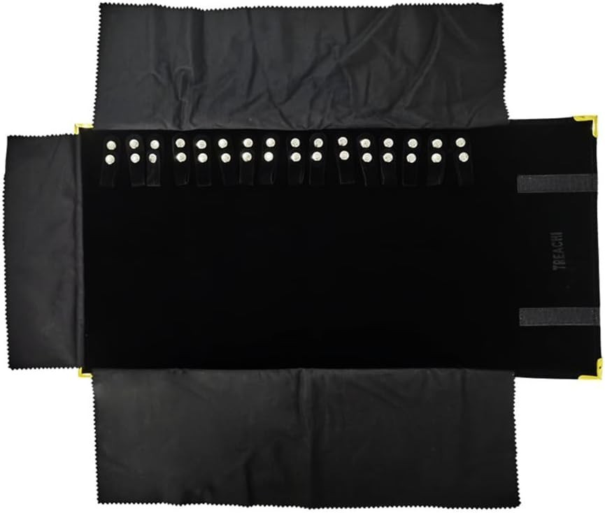 Portable Jewelry Roll Metal Coner Bag Necklace Chain Braclet Black Velvet Travel