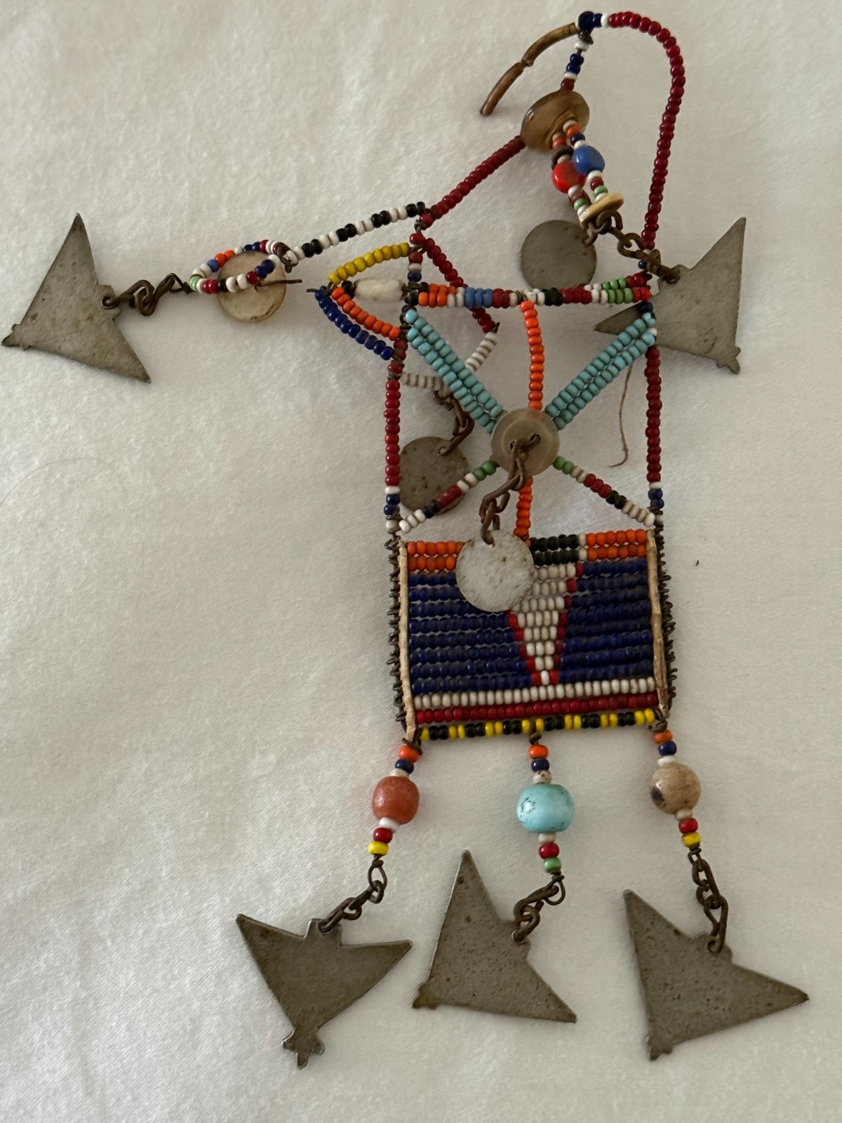 African Very Old Tribal Masai Beaded Earrings, Kenya