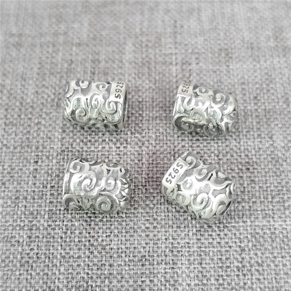 2 Sterling Silver Cloud Leather Cord End Caps with Hole for Bracelet