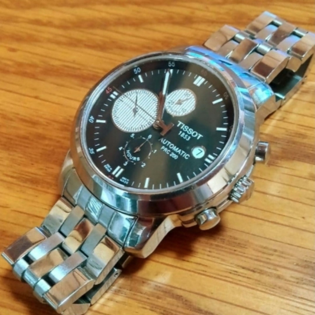 TISSOT A014427A Working Auto Chronograph 18cm 7.09in 200M Black Dial Watch