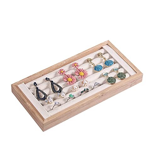 Bamboo Ring Holder,Ring Display Stand,Jewelry Organizer Stand for Rings Beige
