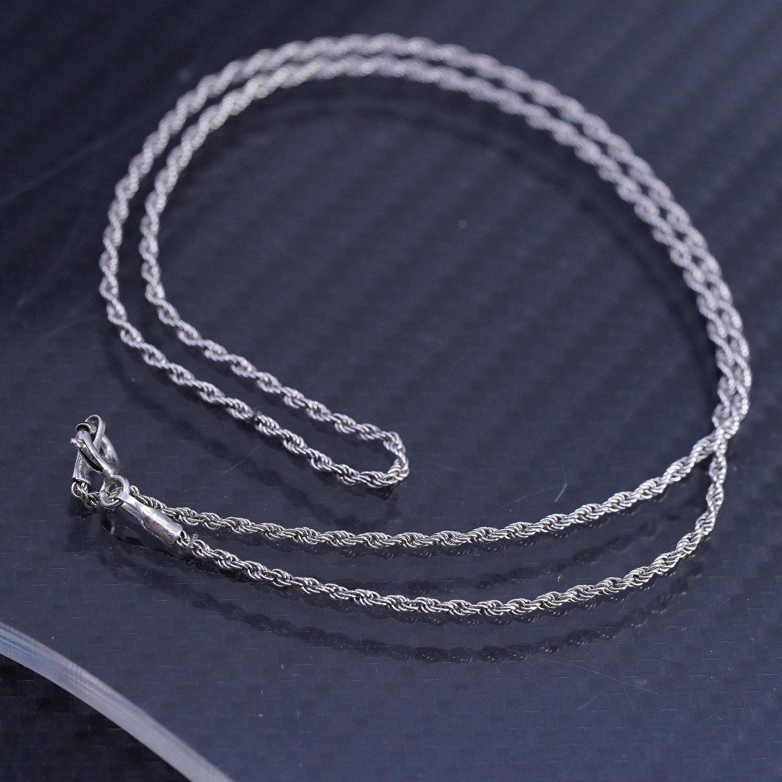 16” 1.6mm, vintage Italian sterling silver 925 French rope chain necklace