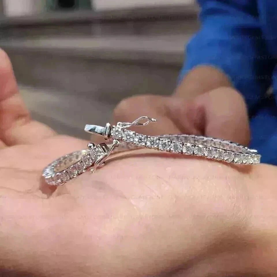 Womens Tennis Bracelet 10CT Round 4mm White VVS1 Diamond 14k White Gold Plated