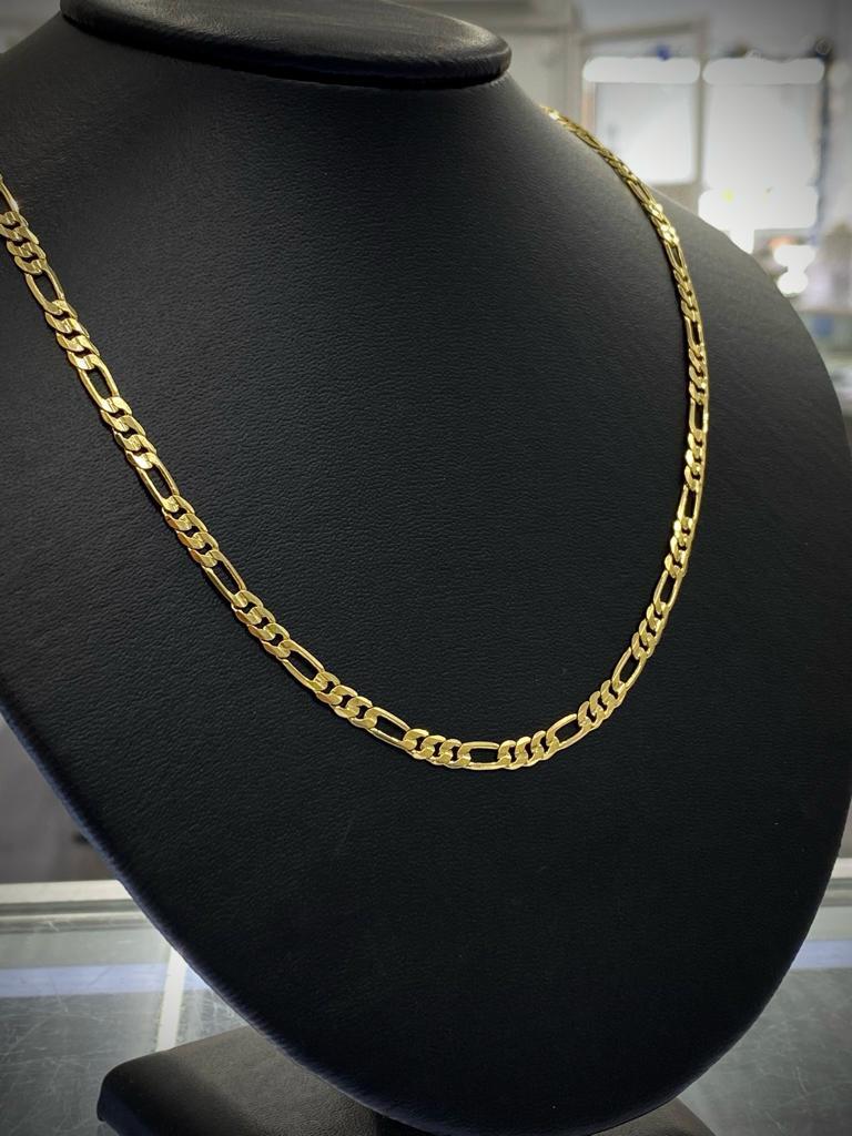 4mm Figaro Chain Necklace for Mens Womens Gold Filled 20″ 24″ Cadena para Hombre