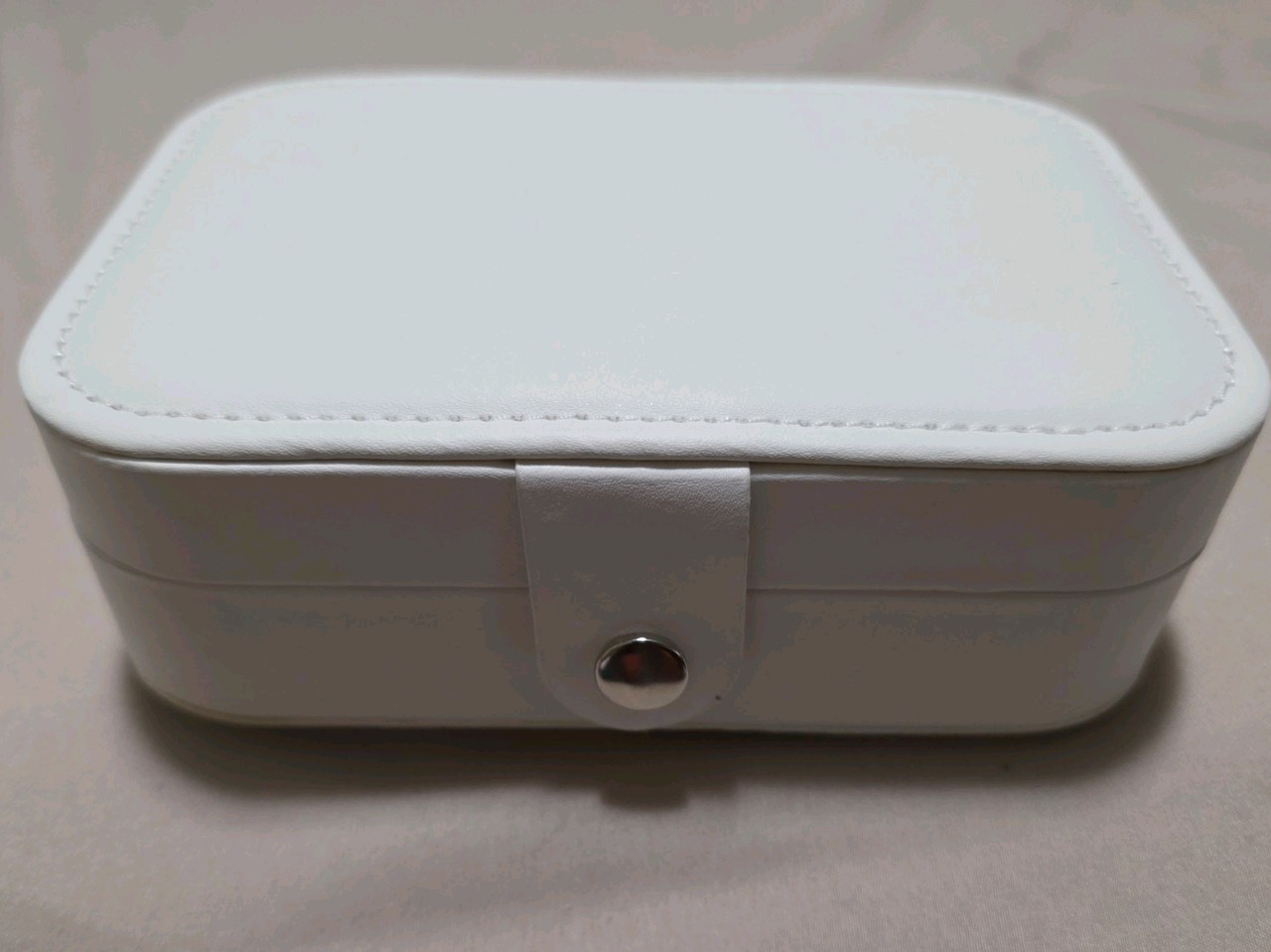 White Faux Leather Travel Jewelry Case, Velvet Lined, Holds 25+ Rings/Earrings