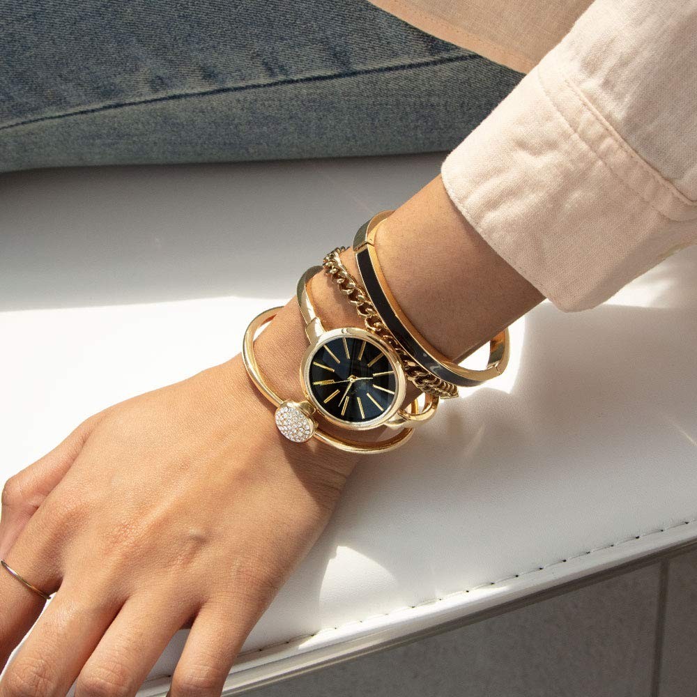 Elegant Women’s Bangle Watch & Bracelet Set – Stylish Jewelry Gift for Her