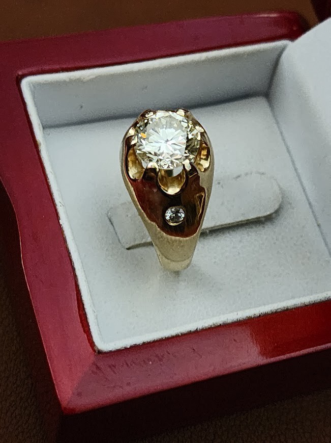 GIA CERTIFIED 14K YELLOW GOLD 2.72CT DIAMOND MENS RING 9.25 11.1GR