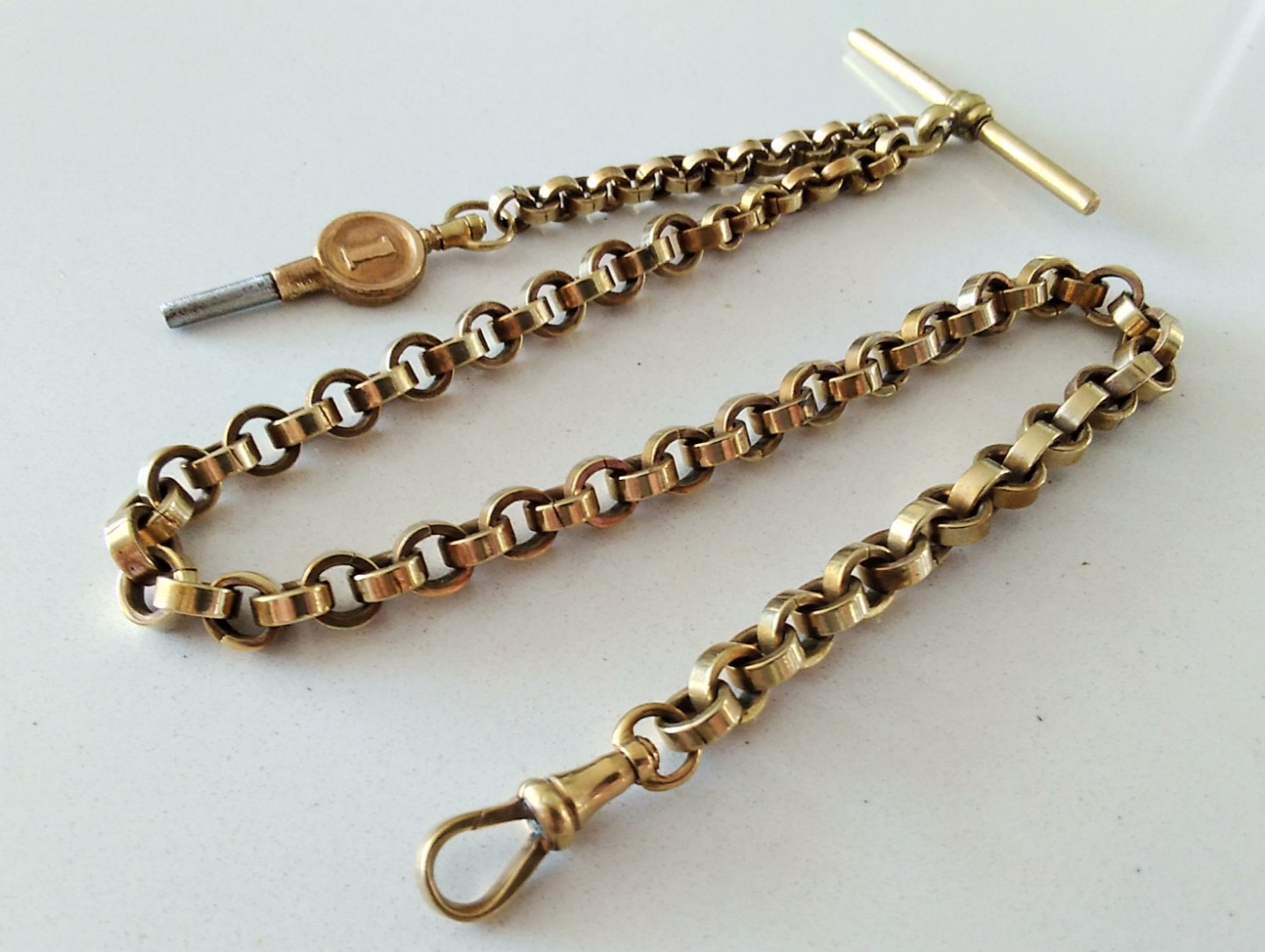 Antique Pocket Watch Chain Belcher Link yellow gold 34g L.B. CANADA