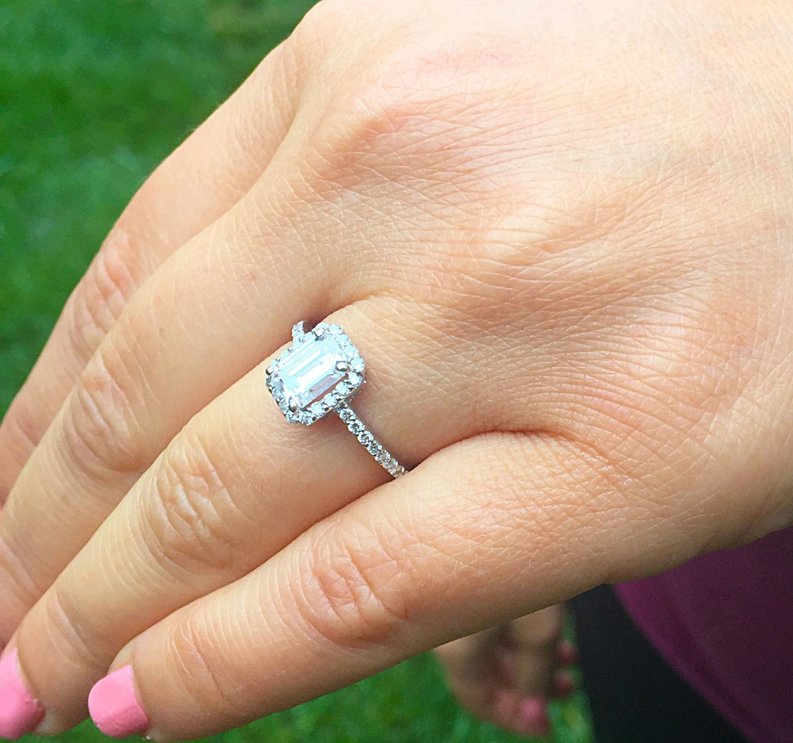 Certified Natural 1.50ct I/VS1 Emerald Cut Diamond Solid AAA 14K White Gold Ring