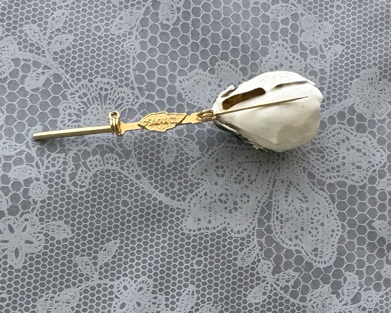 Vintage ladybug on rose Original by Robert” brooch / enamel on metal