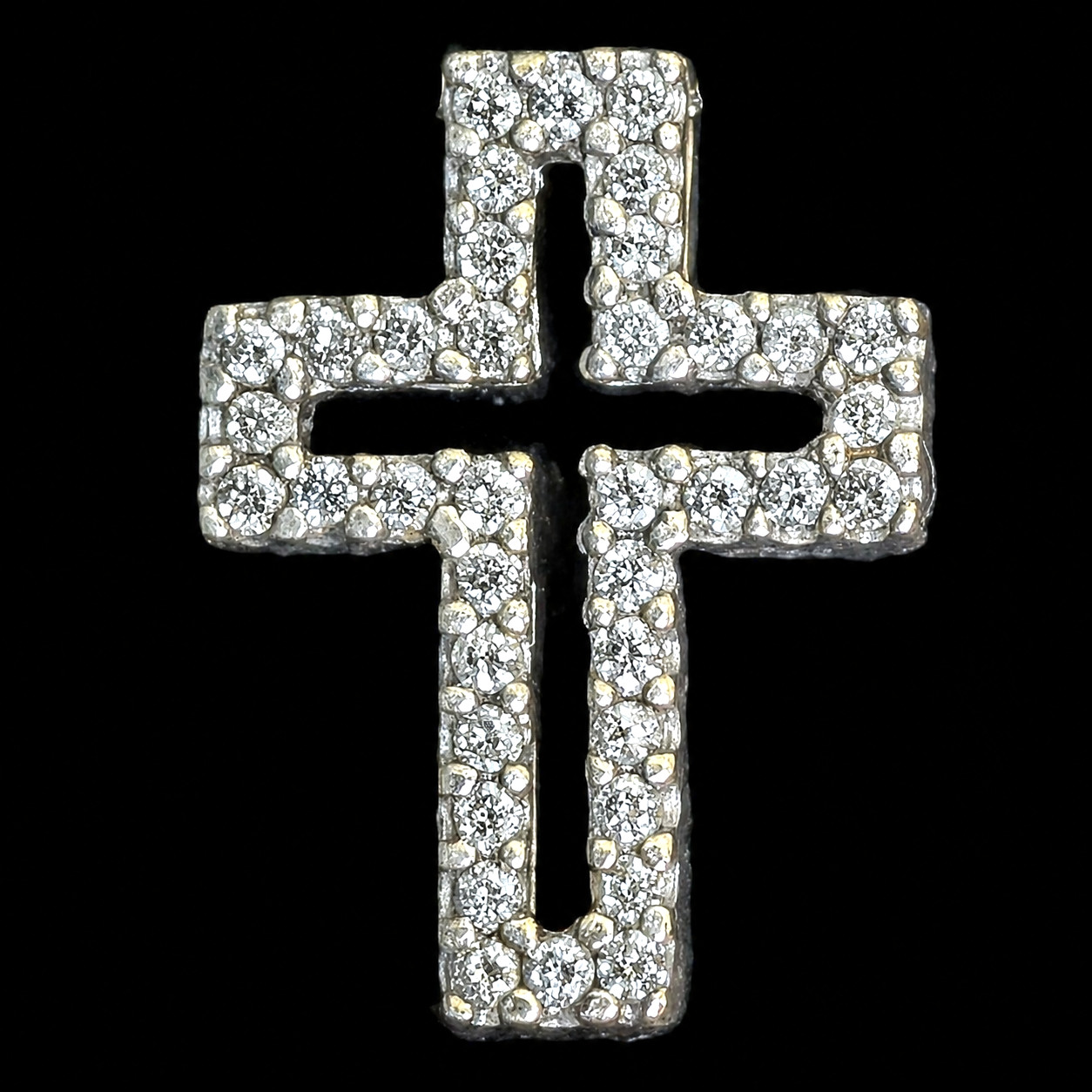 Vintage BH Effy Diamonds 14k White Gold Cross Pendant Estate Signed Christian