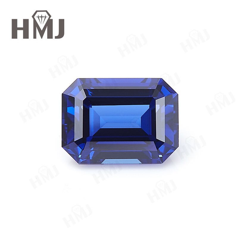 Emerald Shape Lab Created Royal Blue Sapphire Stones AGL Jewelry Loose Gemstones