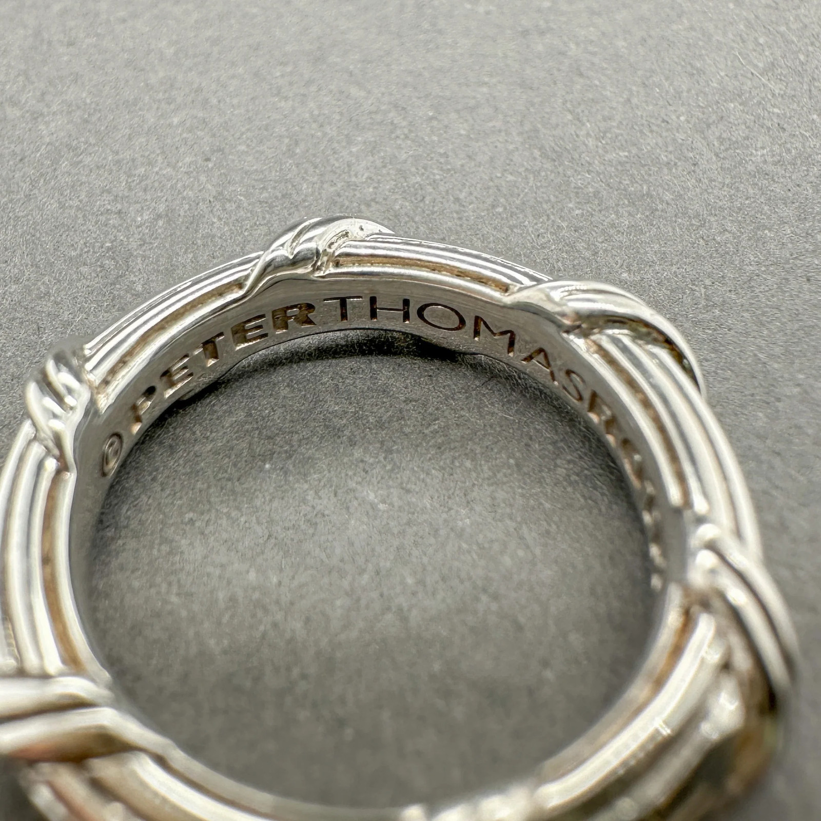 Estate Peter Thomas Roth Sterling Silver Ribbon & Reed Ring