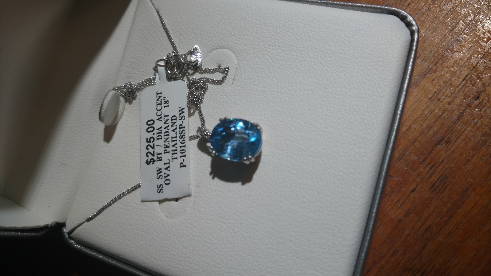 Blue Topaz Pendant 18″ with Diamond Accent $225 Retail