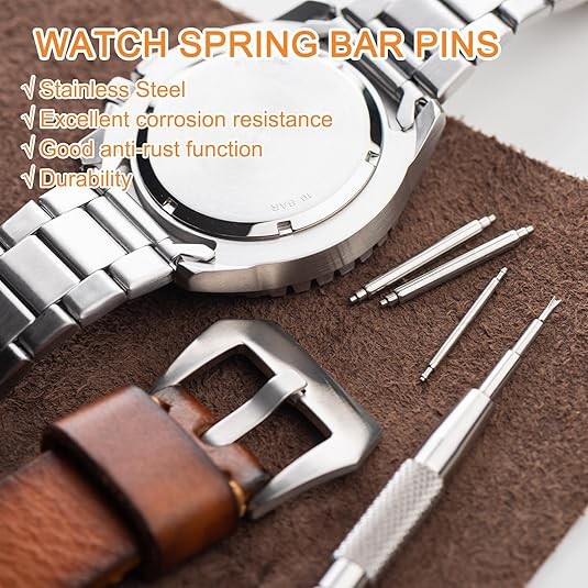 360PCS Stainless Steel Watch PINS SPRING BARS Band Strap Link Repair Kit 8-25mm
