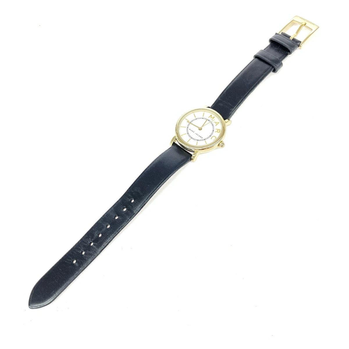 MARC JACOBS Roxy Watch Good Condition Quartz SS Leather MJ1537 Gold Color Black