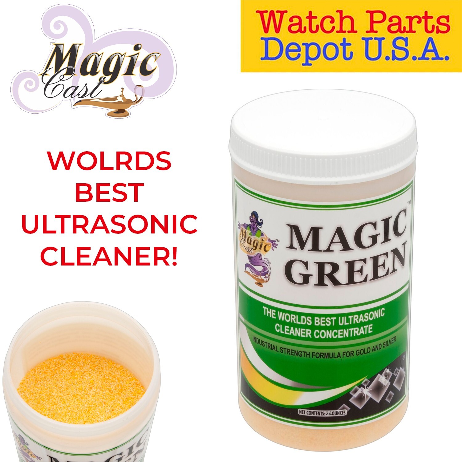 Magic Green Ultrasonic Cleaner 24 oz Jewelry Metal Cleaning Concentrate Solution