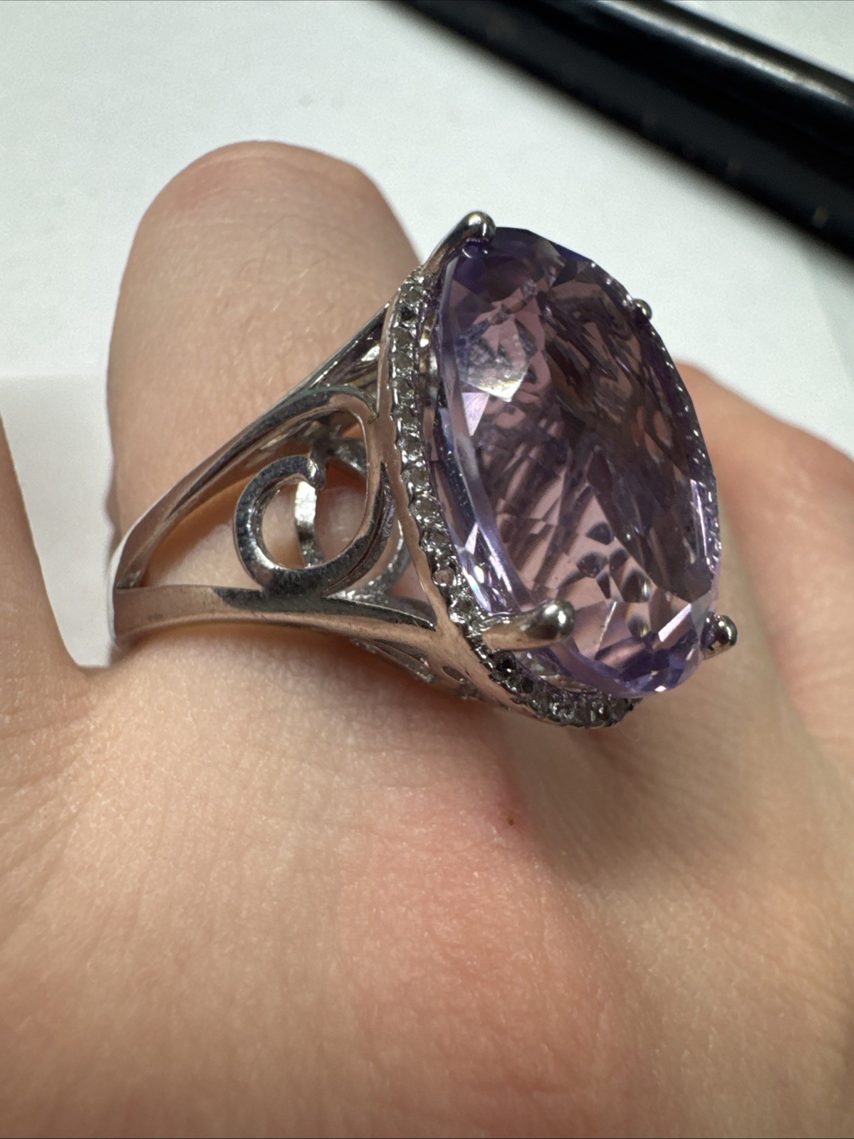 NWT Retired JTV 7.83ct Orchid Amethyst Sterling Silver Ring SZ 10.75 Stunning