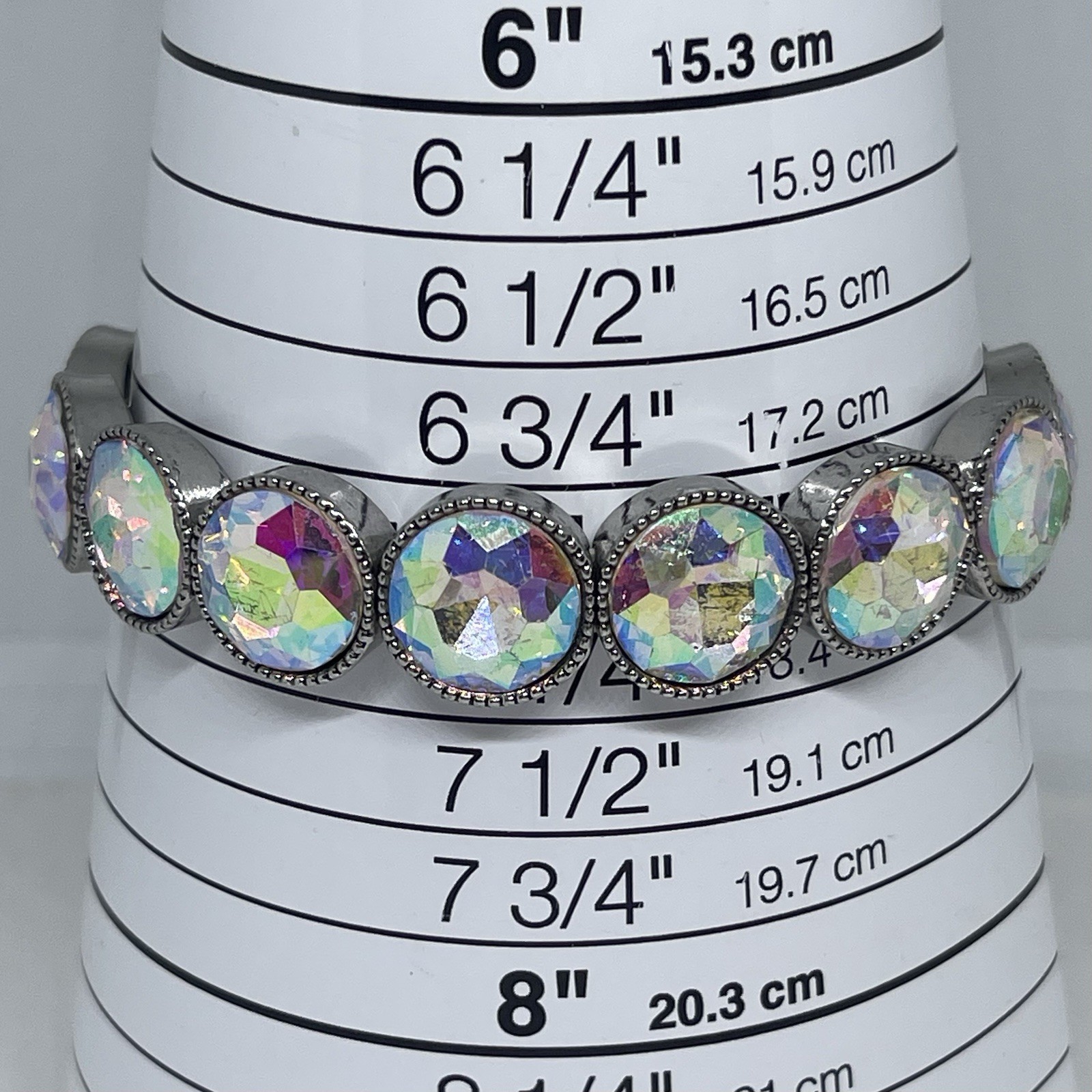 Rainbow Iridescent Large AB Sparkling Crystals Stretch Bracelet Girly Glam