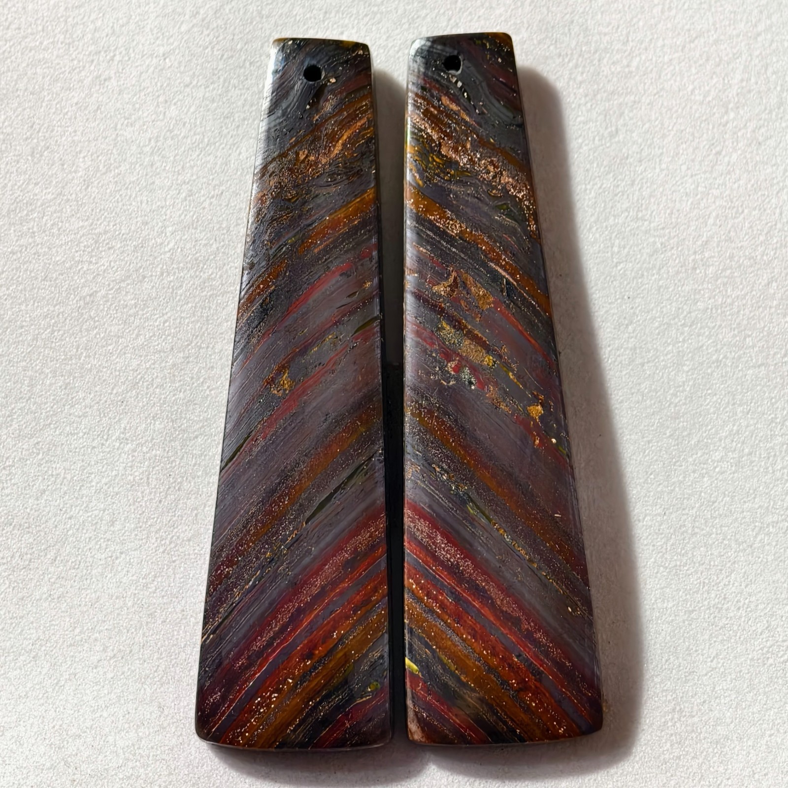 79 Cts Natural Iron Tiger Eye Drilled Pair Cabochon Gemstone 52.2 X 14.3 MM