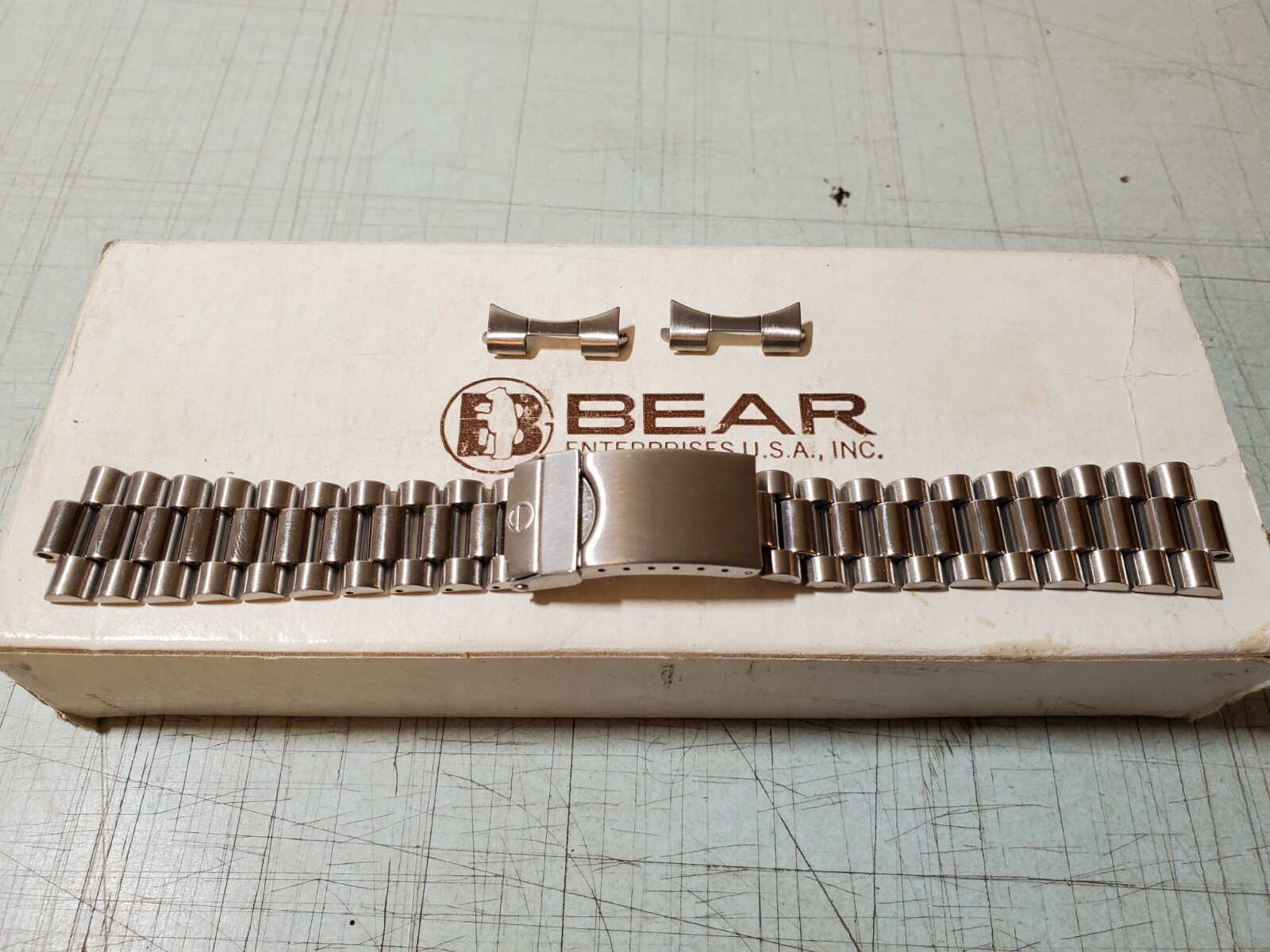 New Bear 20MM Watch Bracelet Band SS Solid Link Oyster Style w/Diver Extension