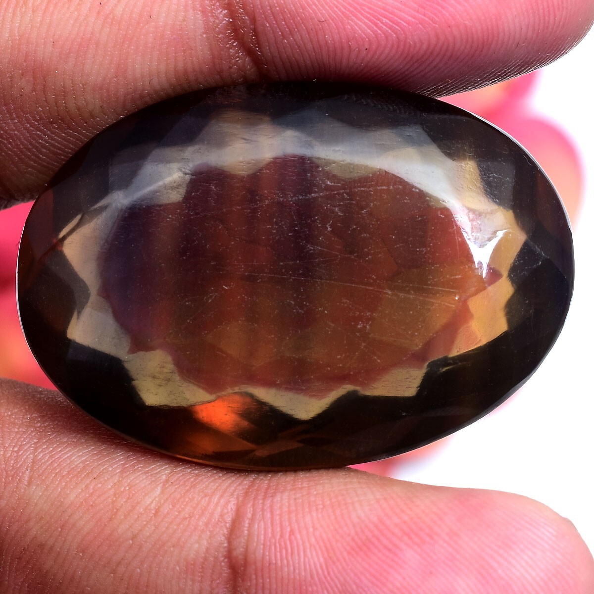 165 Cts Natural Designer Bi-Color Fluorite 41mm*28mm Faceted Cut Loose Gemstone