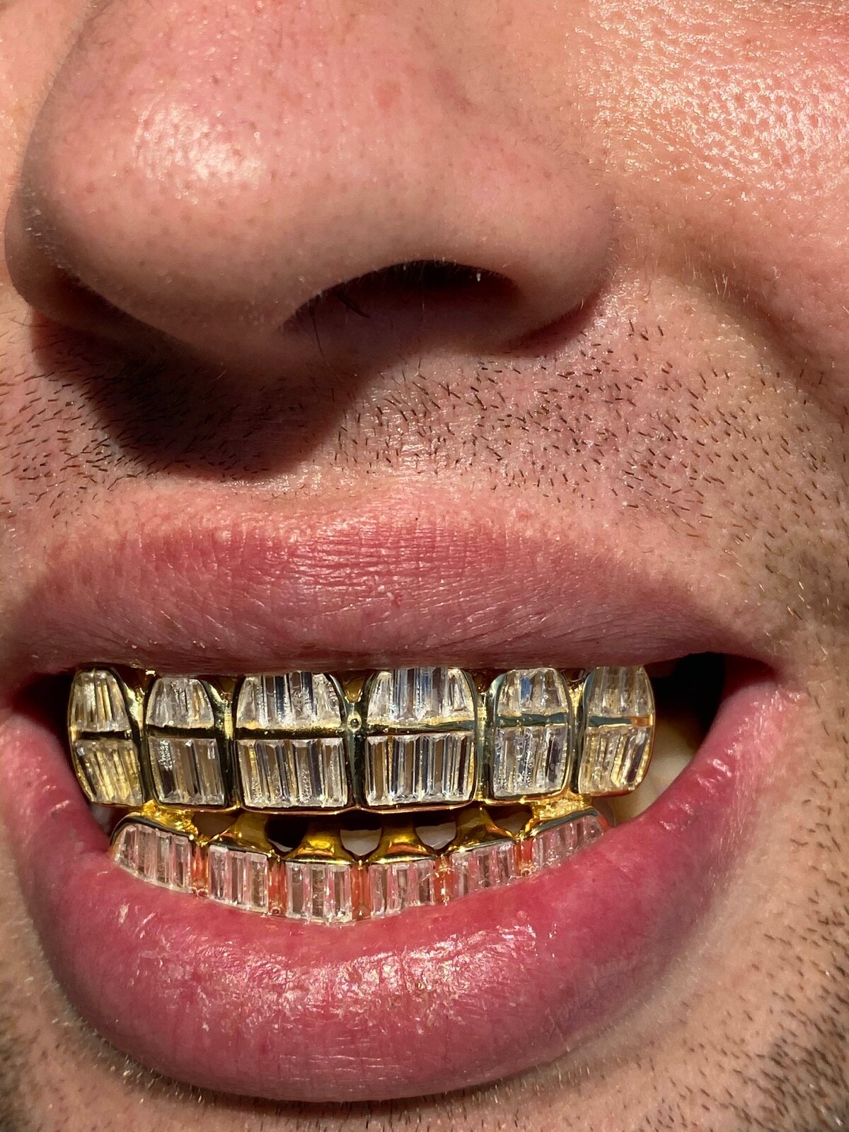 Real 925 Silver 14k Gold Plated ICED Baguette CZ GRILLZ Teeth Fronts Grills