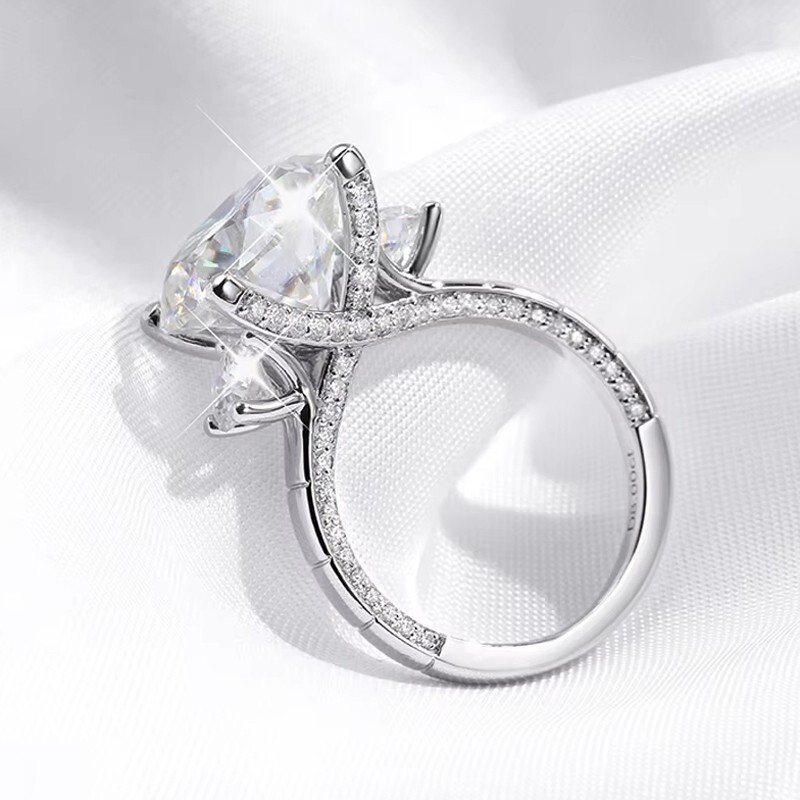 8ct Round Cut Moissanite Three Stone Engagement Ring Women 18K White Gold Plated
