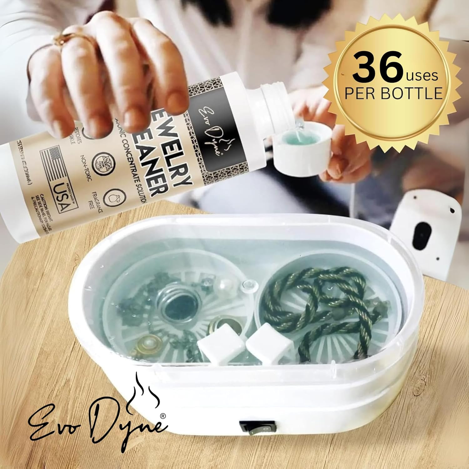 Ultrasonic Jewelry Cleaner Solution (16Oz) Concentrated Jewelry Cleaner for Diam