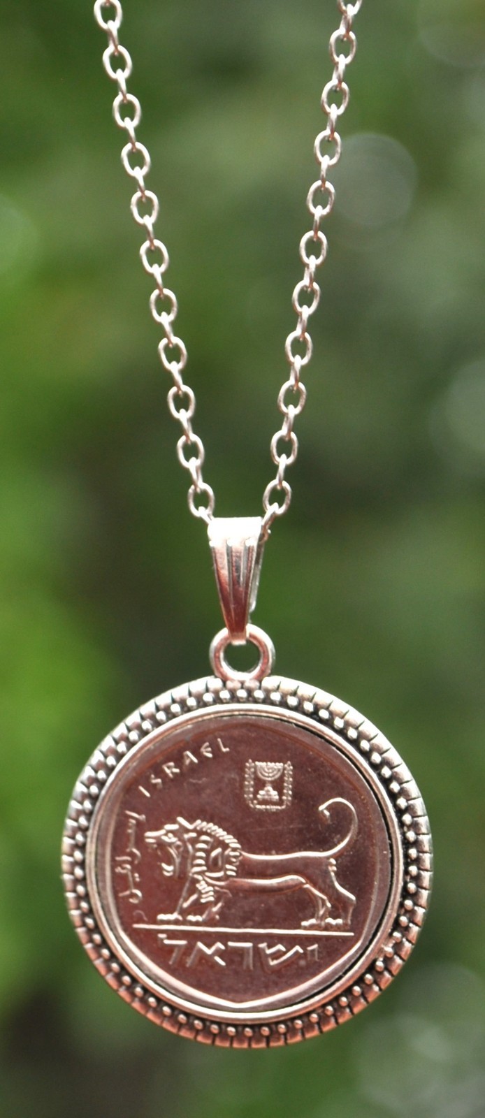 Israel Lion Coin Pendant Necklace