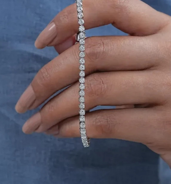 Best Quality Limited Sale !Round Natural Diamond Tennis Bracelet 14k White Gold