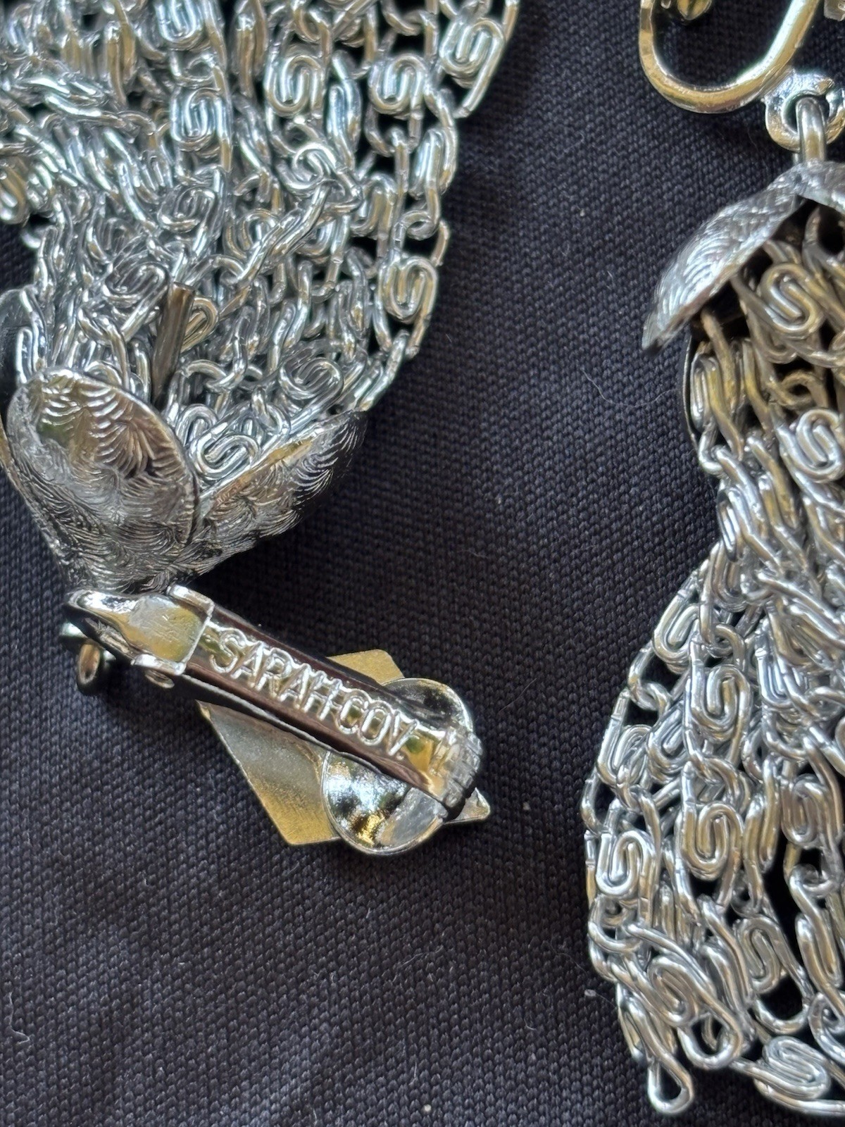 Sarah Coventry Signed Silver Tone Chain Necklace Tassel Dangle Earrings Set