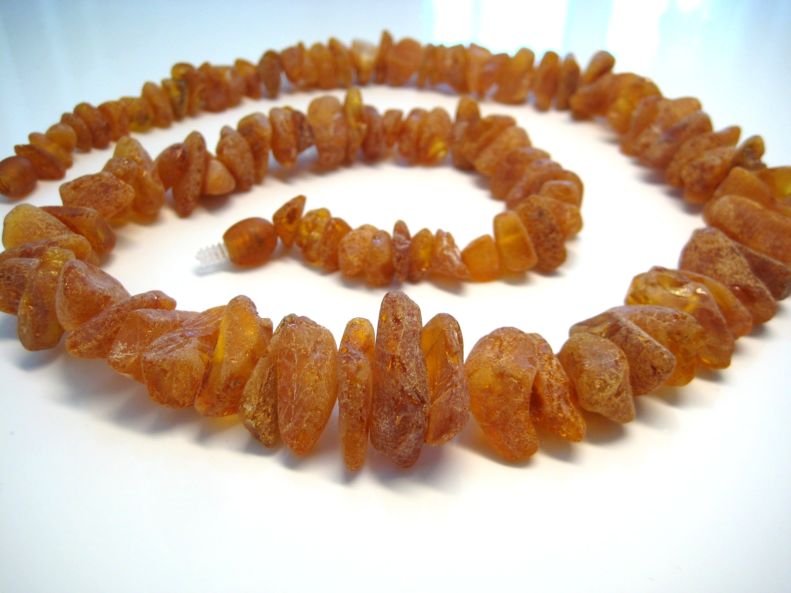 Raw Genuine Massive Cognac Beautiful Baltic Amber Necklace 36 g. 20 in !!!
