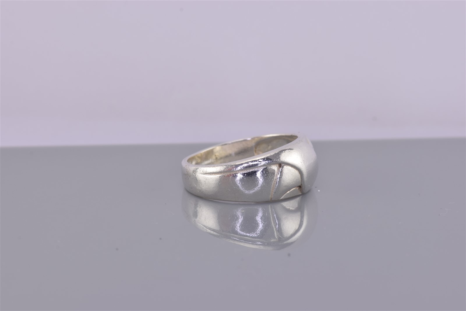CMI Sterling Silver Flat Fold Over Carved Swirl Dome Band Ring 925 Sz: 8