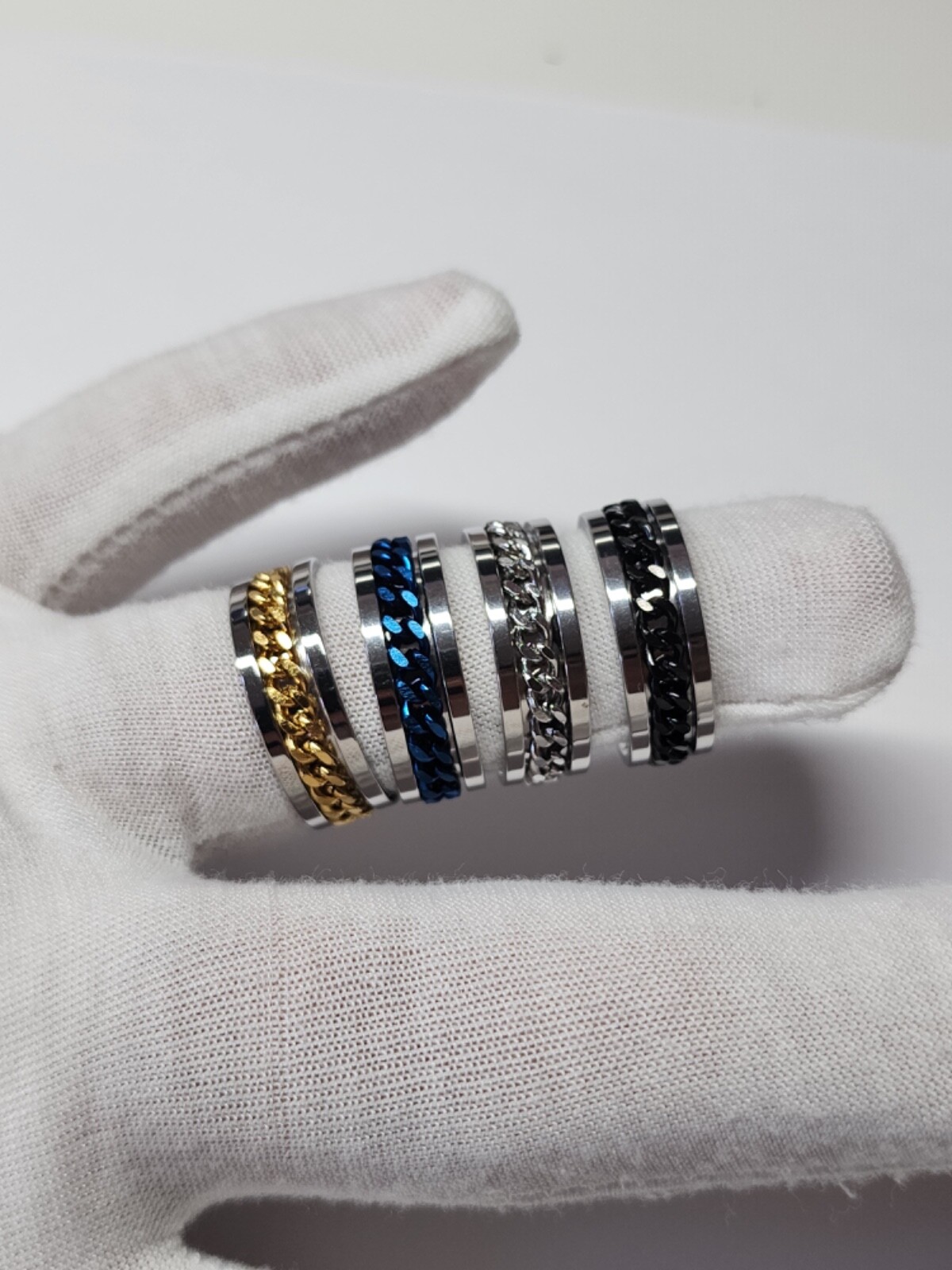 Stainless Steel Multicolor Rotating Spinner Round Chain Ring Unisex, Women, Men