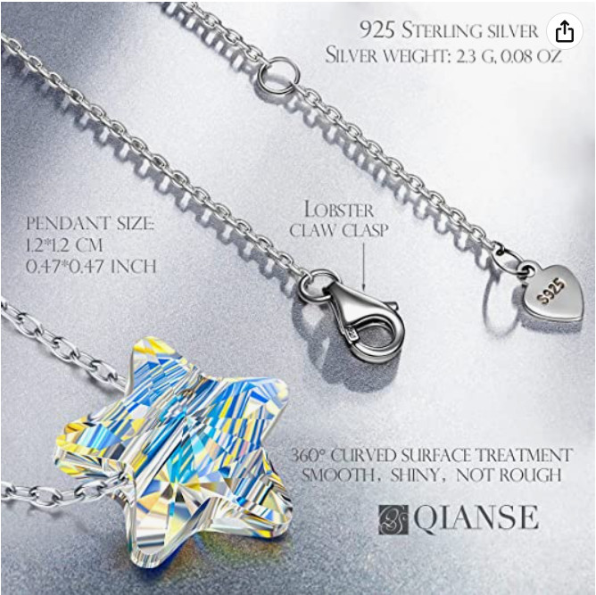 QIANSE Necklaces for Women, 925 Sterling Silver Crystal from Austria Necklaces,