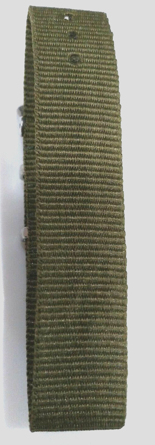 10 5/8″ Long 18mm Nylon Solid Army Green Easy Pass Thru Watch Band One Piece