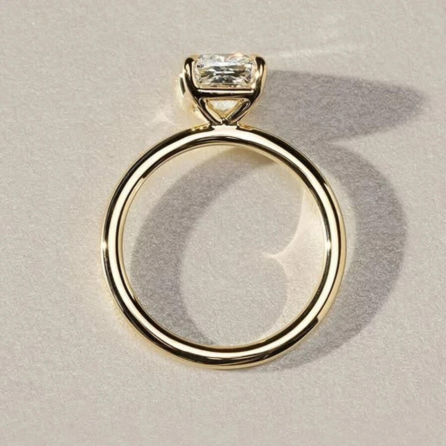 2Ct Cushion Cut Lab-Created Diamond Women’ Solitaire Ring 14K Yellow Gold Plated