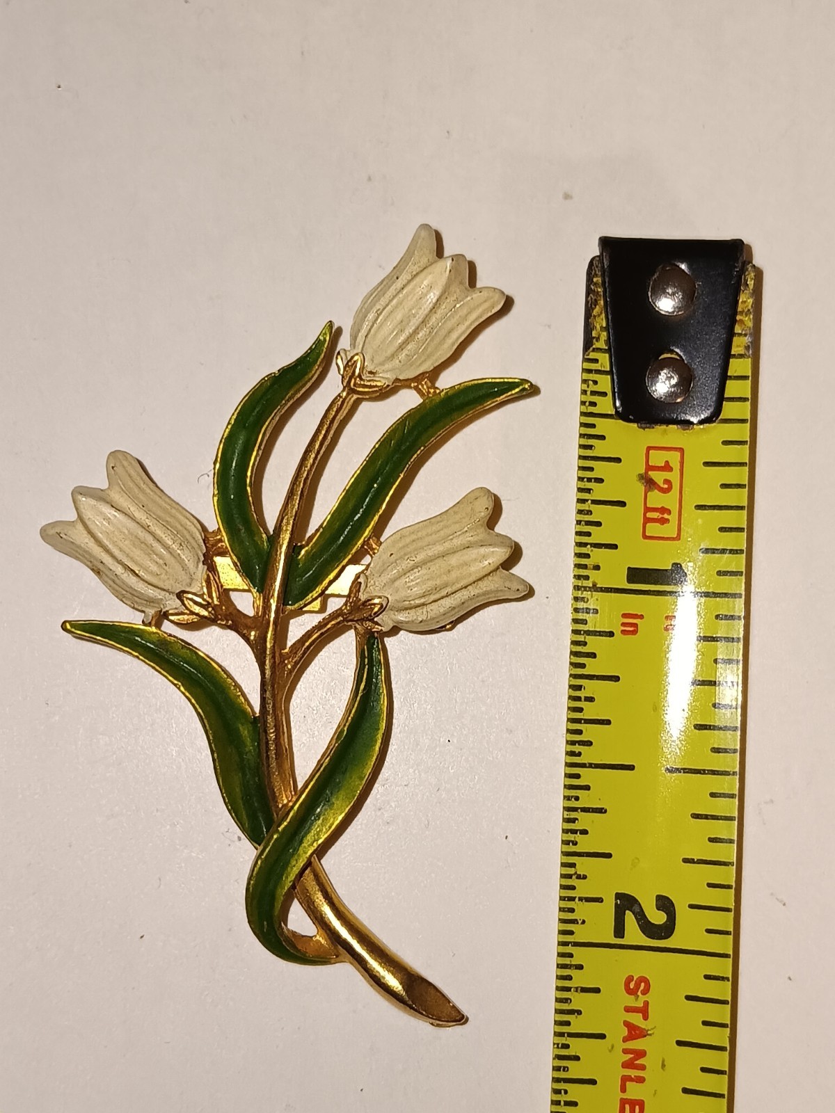 Vintage Gerry’s Enamel Flowers White Tulips Bouquet Brooch