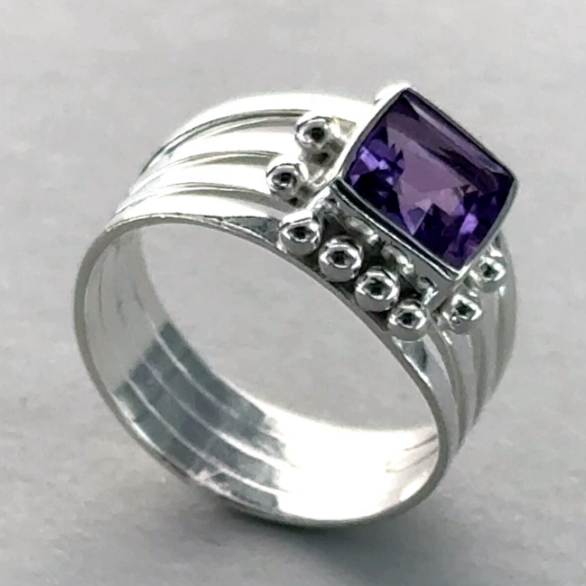 Square / Rectangle AMETHYST Ring – Multiple Sizes – 925 STERLING SILVER #9e