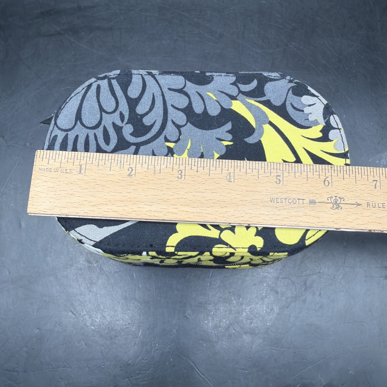 Vera Bradley Baroque Quilted Yellow Green Black And Gray Travel Jewelry Box