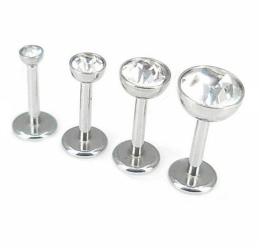 Threadless Clear CZ Cartilage Ring Nose Earring Tragus Helix 6-8mm Rings 18G 16G