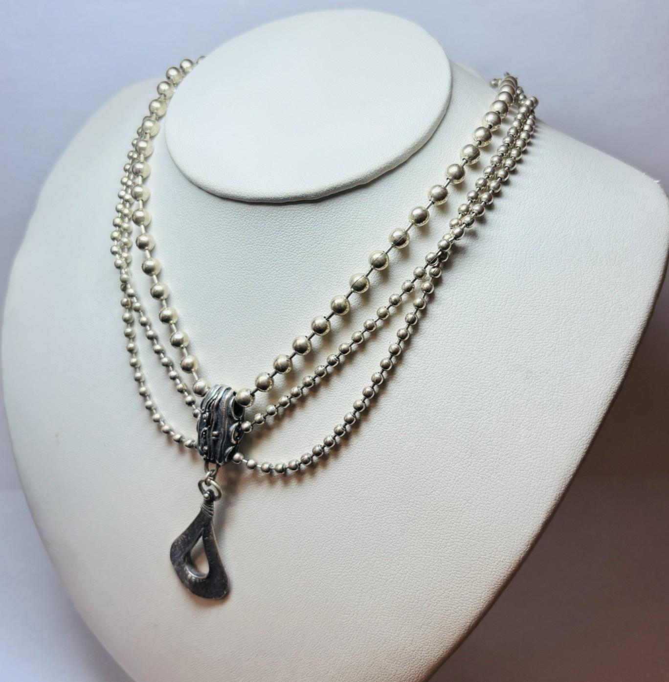 Silpada Sterling 925 Silver Multi Strand Beaded Necklace 15 in