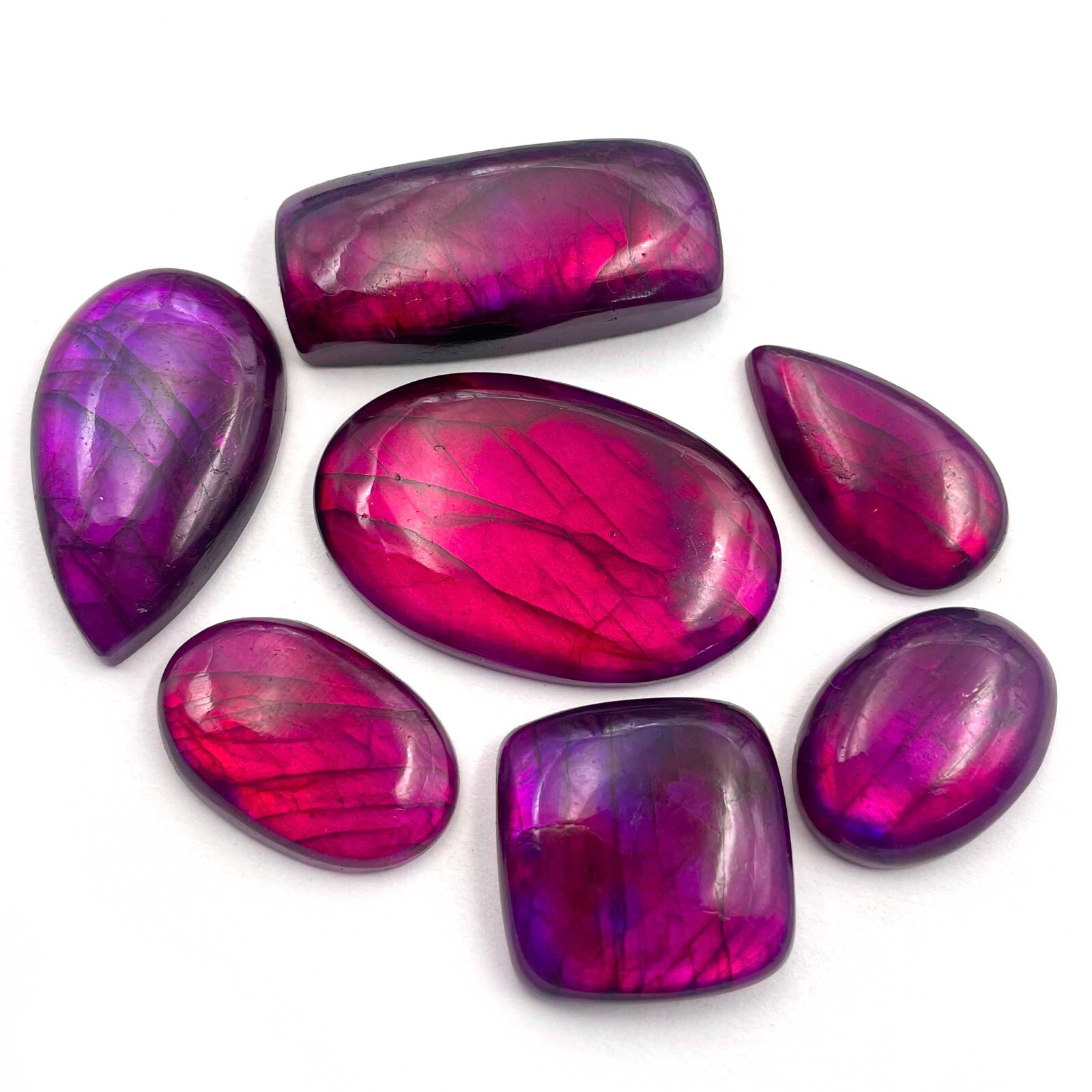 Natural Labradorite Mix Size Purple Coated Loose Gemstone Cabochon Lot 100 CT